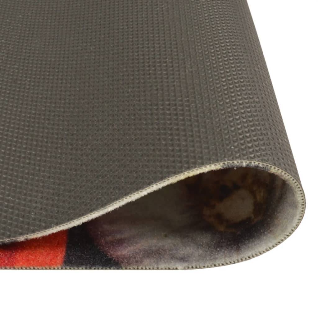 vidaXL Küchenteppich Waschbar Wein & Essen 60x180 cm Samt