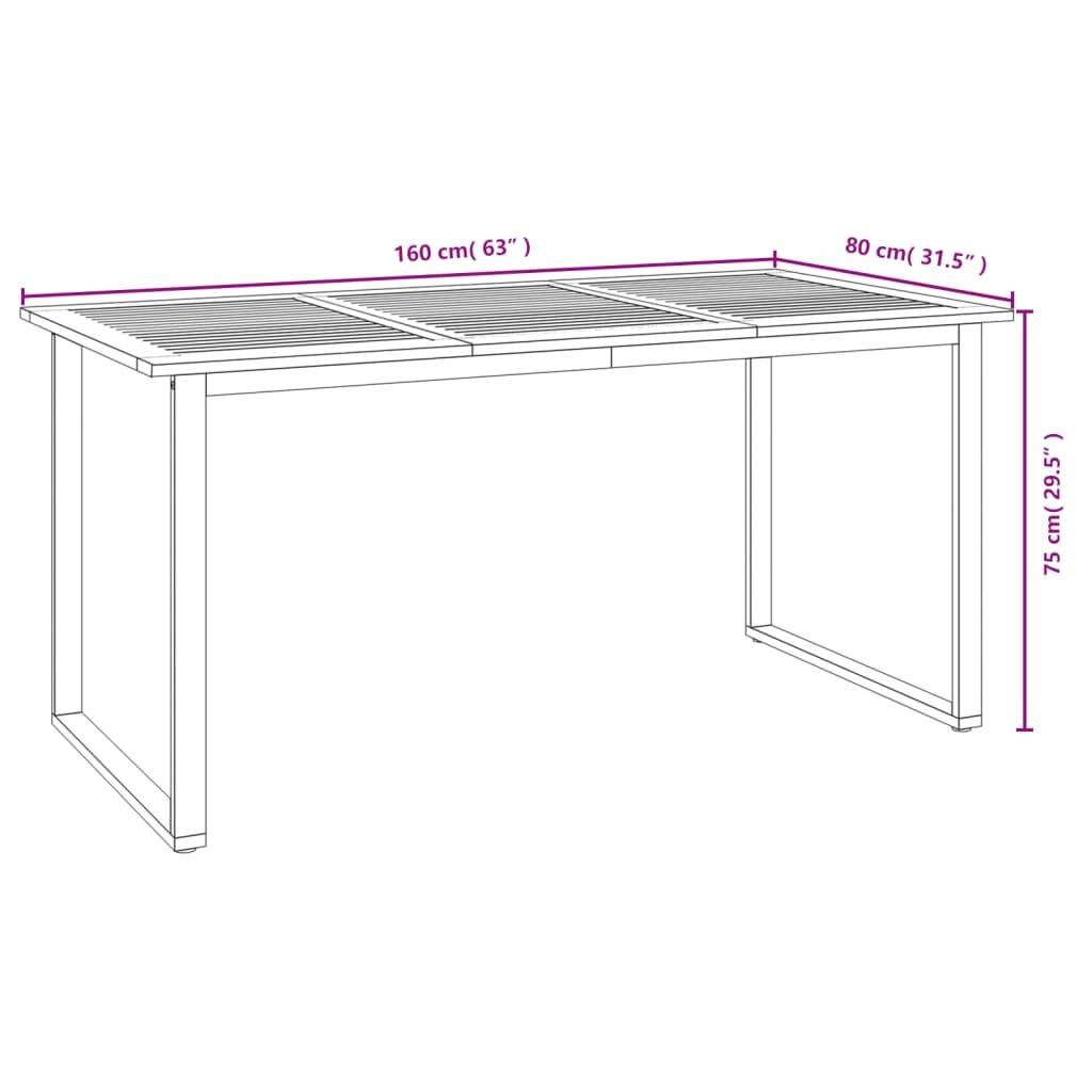 vidaXL Gartentisch mit Beinen in U-Form 160x80x75 cm Massivholz Akazie