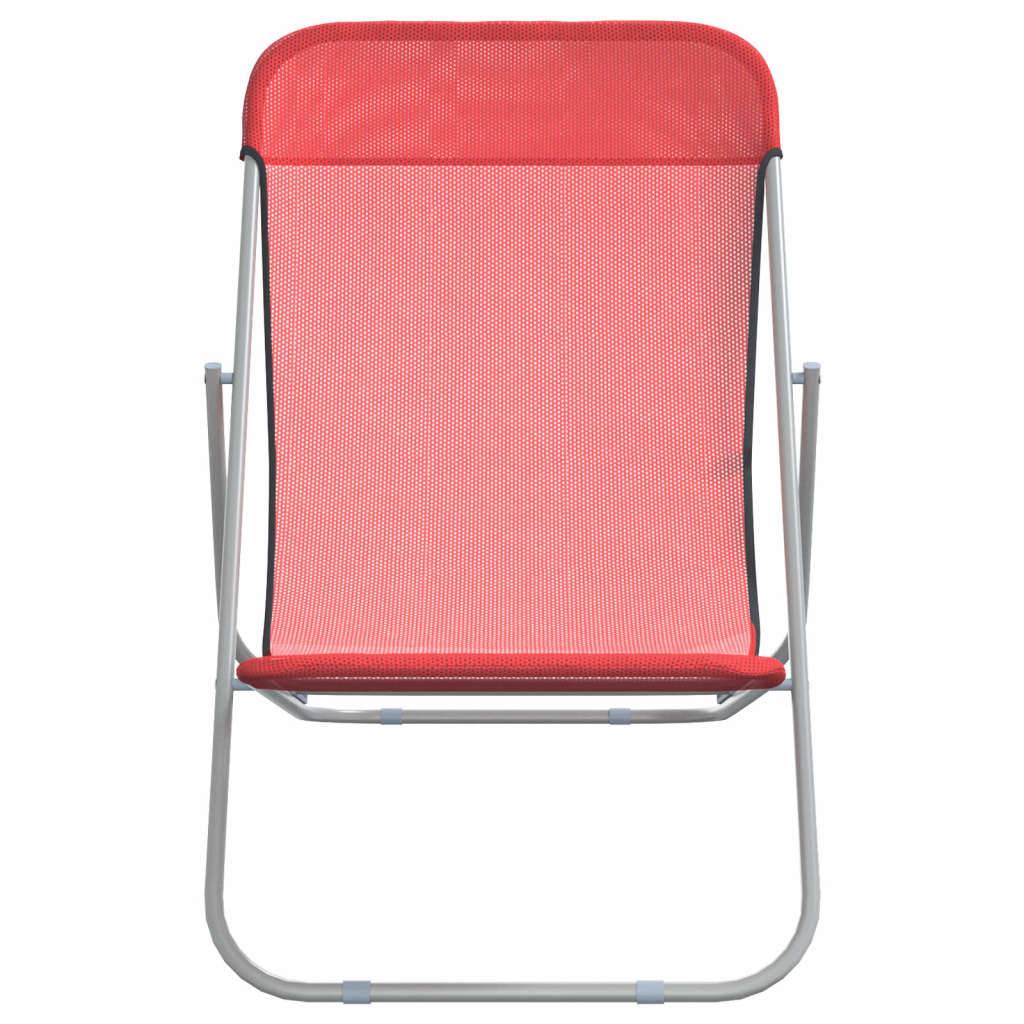 vidaXL Strandstühle 2 Stk. Rot Textilene & Pulverbeschichteter Stahl