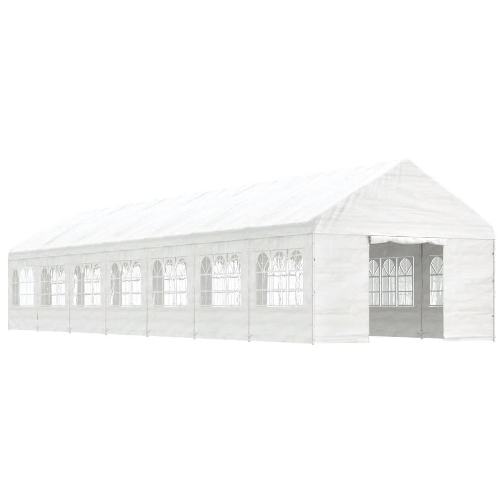 vidaXL Pavillon mit Dach Weiß 15,61x4,08x3,22 m Polyethylen