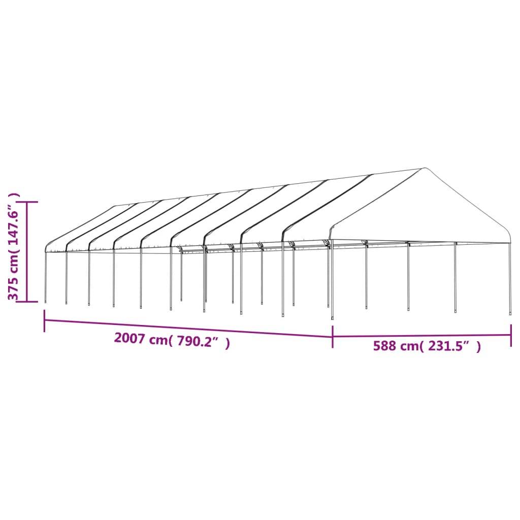 vidaXL Pavillon mit Dach Weiß 20,07x5,88x3,75 m Polyethylen
