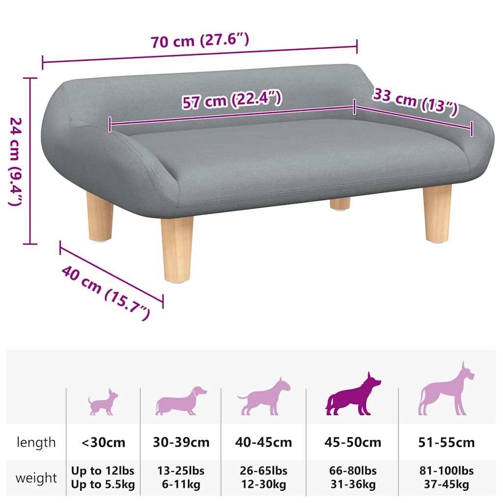 vidaXL Hundebett Hellgrau 70x40x24 cm Stoff