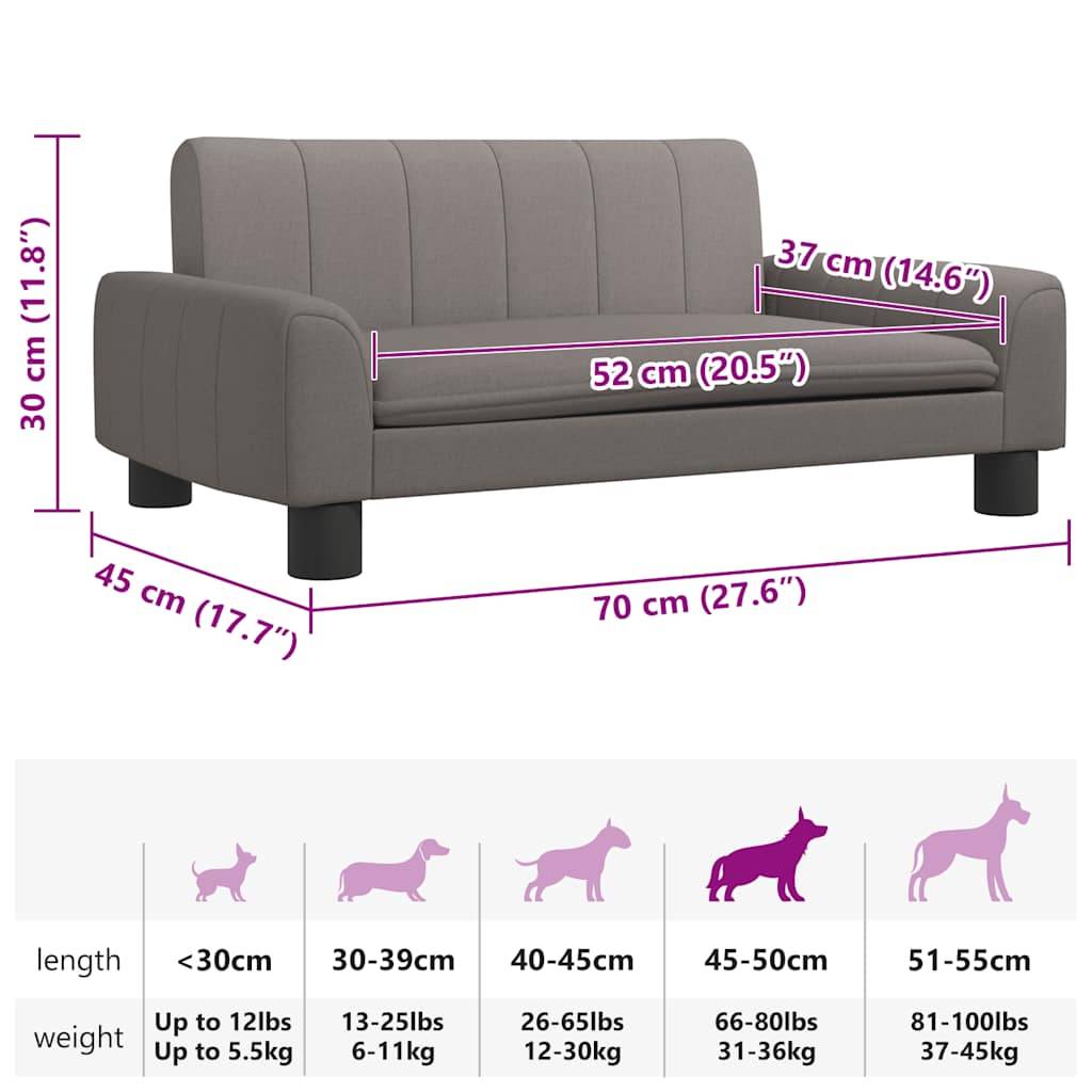 vidaXL Hundebett Taupe 70x45x30 cm Stoff