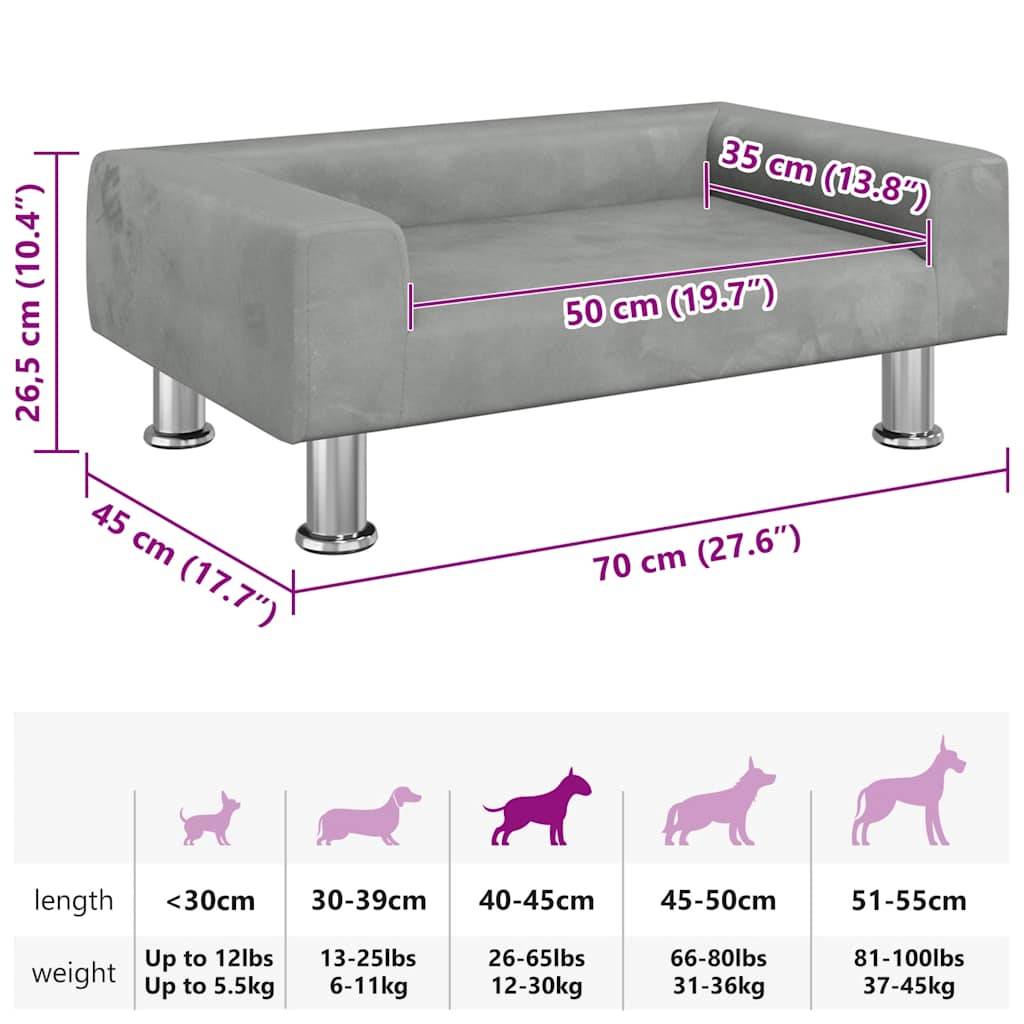 vidaXL Hundebett Hellgrau 70x45x26,5 cm Samt