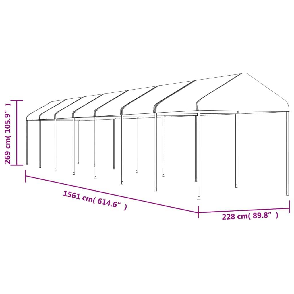 vidaXL Pavillon mit Dach Weiß 15,61x2,28x2,69 m Polyethylen