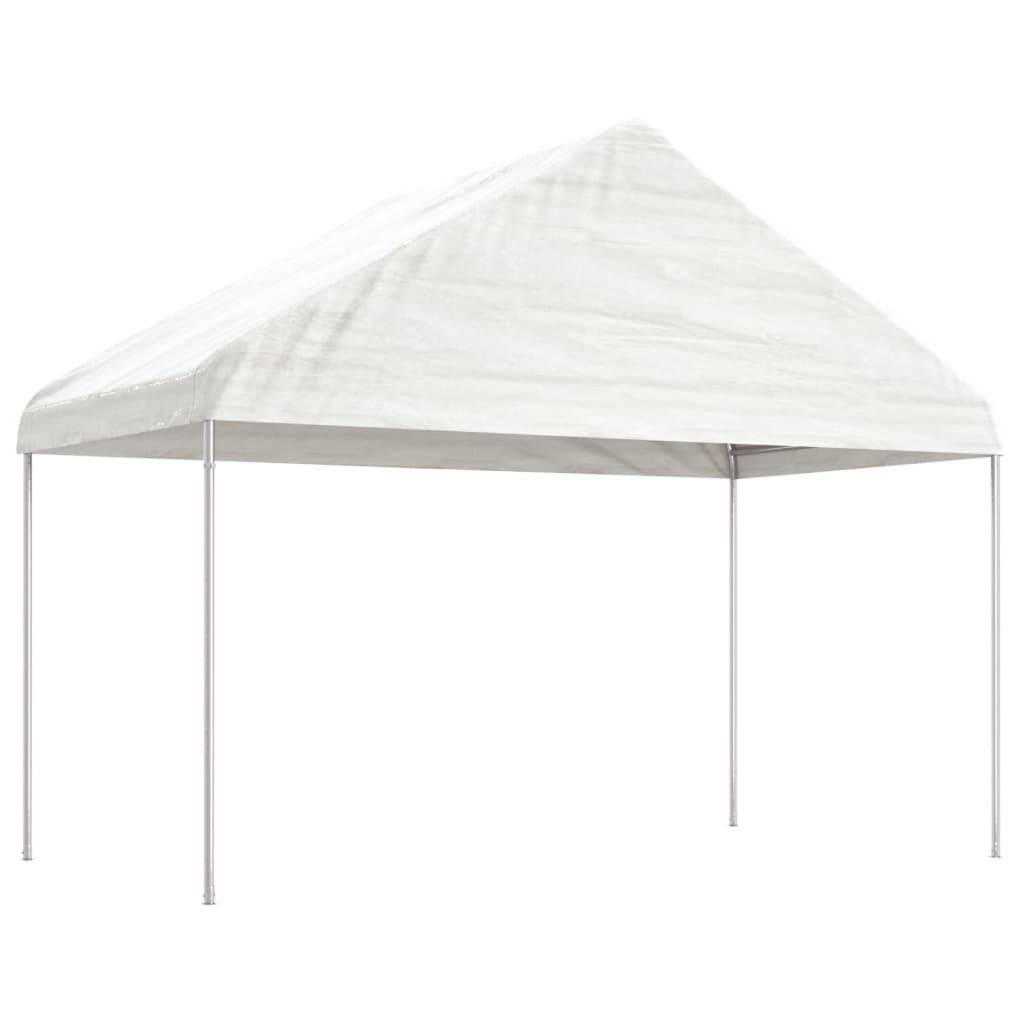 vidaXL Pavillon mit Dach Weiß 4,46x4,08x3,22 m Polyethylen