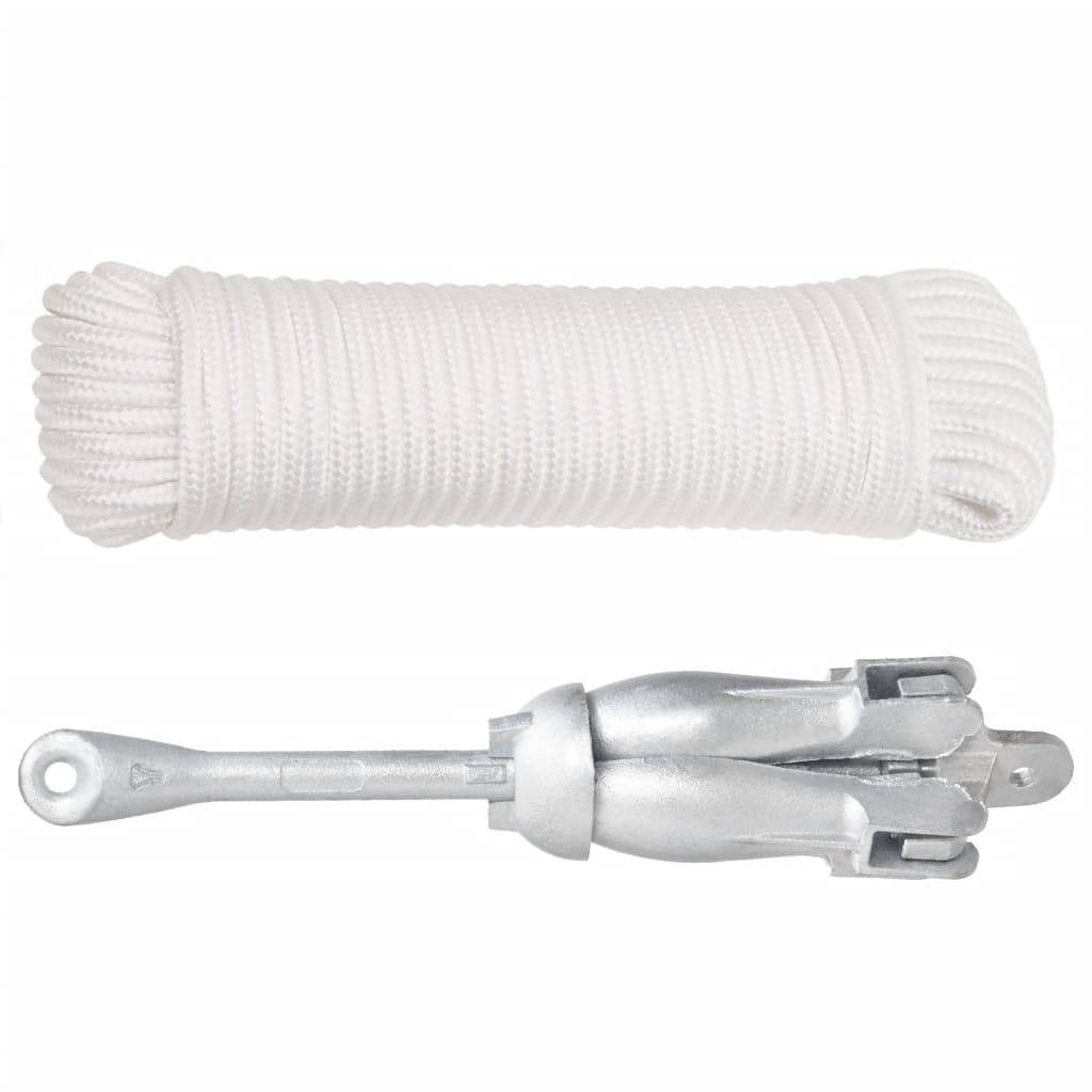 vidaXL Klappanker mit Seil Silber 4 kg feuerverzinktes Gusseisen