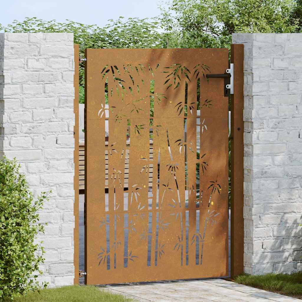 vidaXL Gartentor 105x155 cm Cortenstahl Bambus-Design