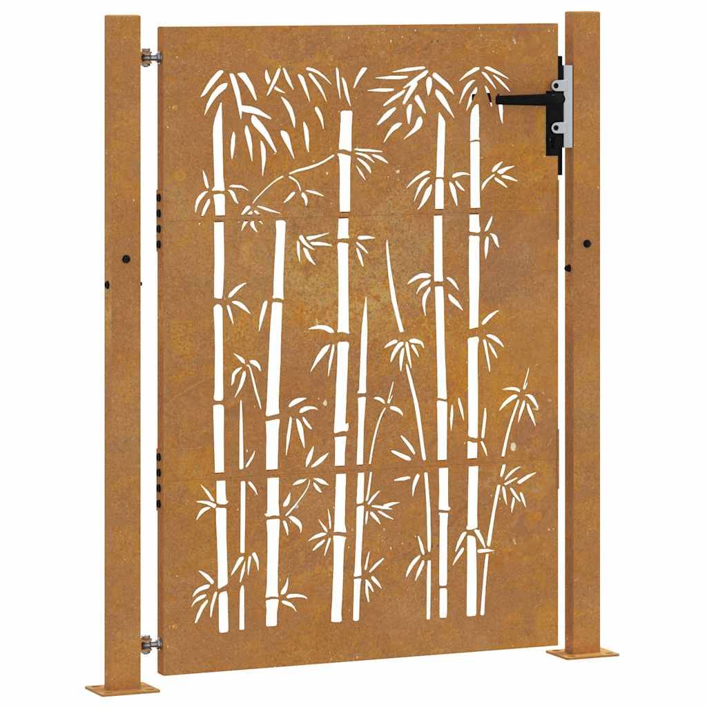vidaXL Gartentor 105x155 cm Cortenstahl Bambus-Design