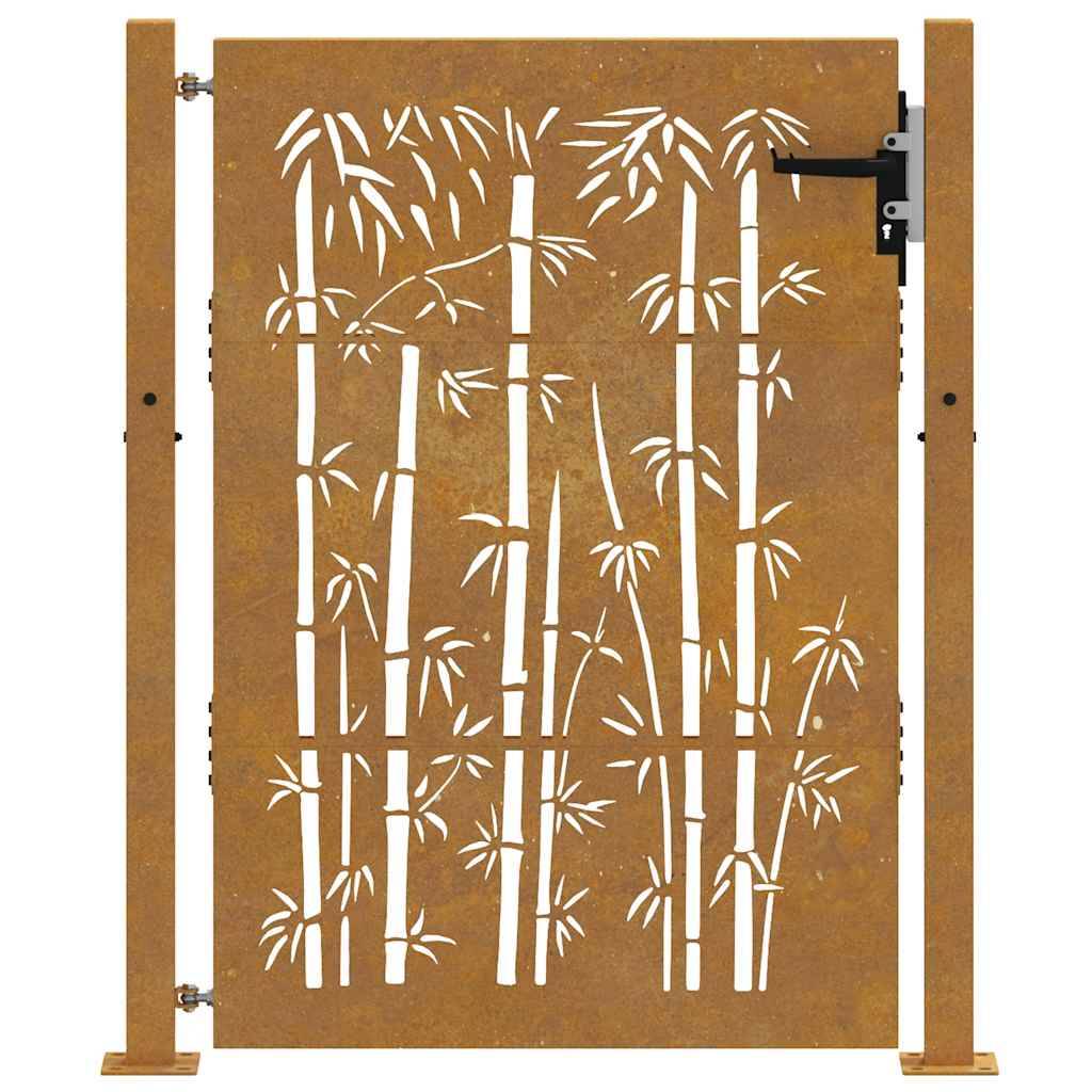 vidaXL Gartentor 105x155 cm Cortenstahl Bambus-Design