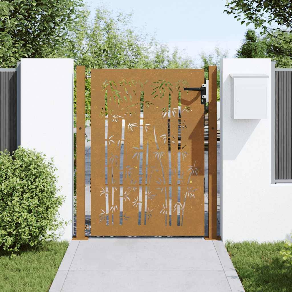 vidaXL Gartentor 105x155 cm Cortenstahl Bambus-Design