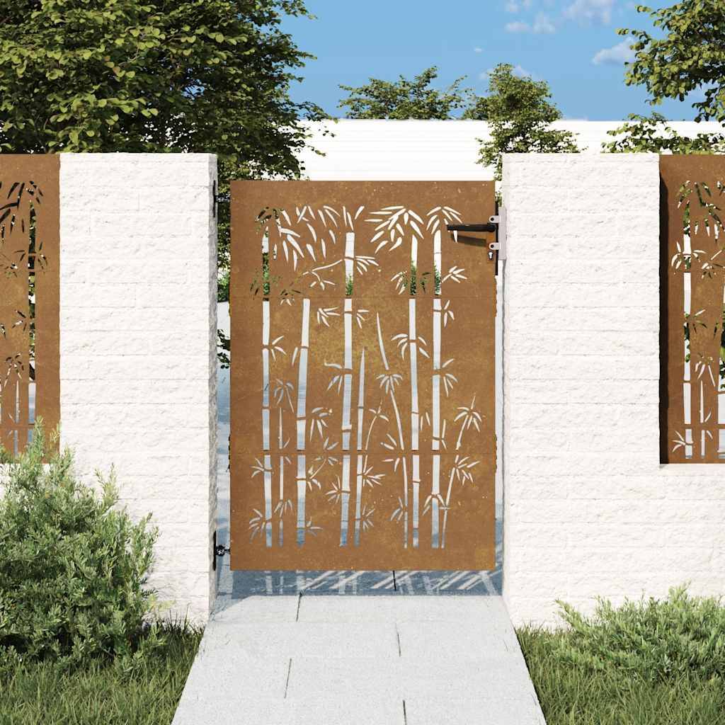 vidaXL Gartentor 85x150 cm Cortenstahl Bambus-Design