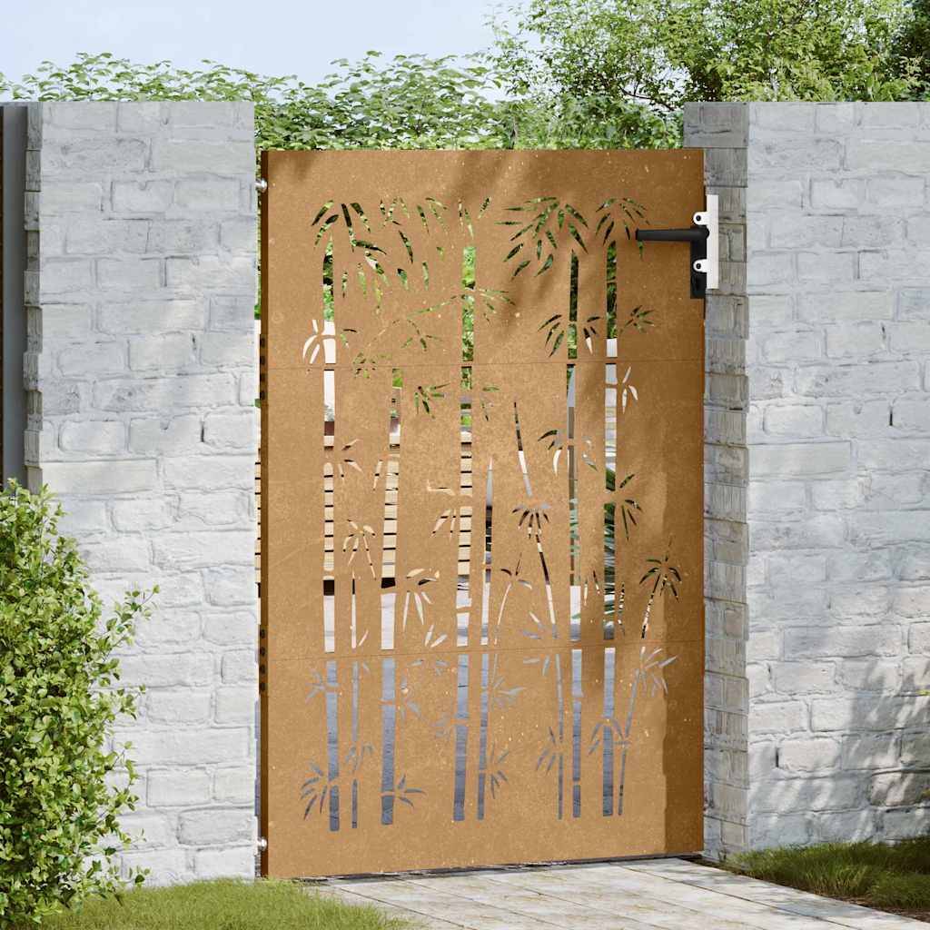 vidaXL Gartentor 85x150 cm Cortenstahl Bambus-Design