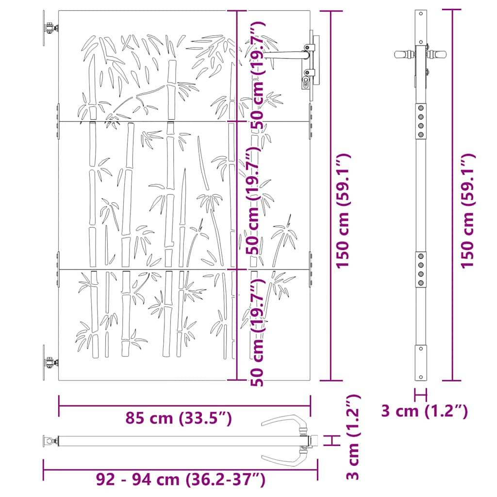 vidaXL Gartentor 85x150 cm Cortenstahl Bambus-Design