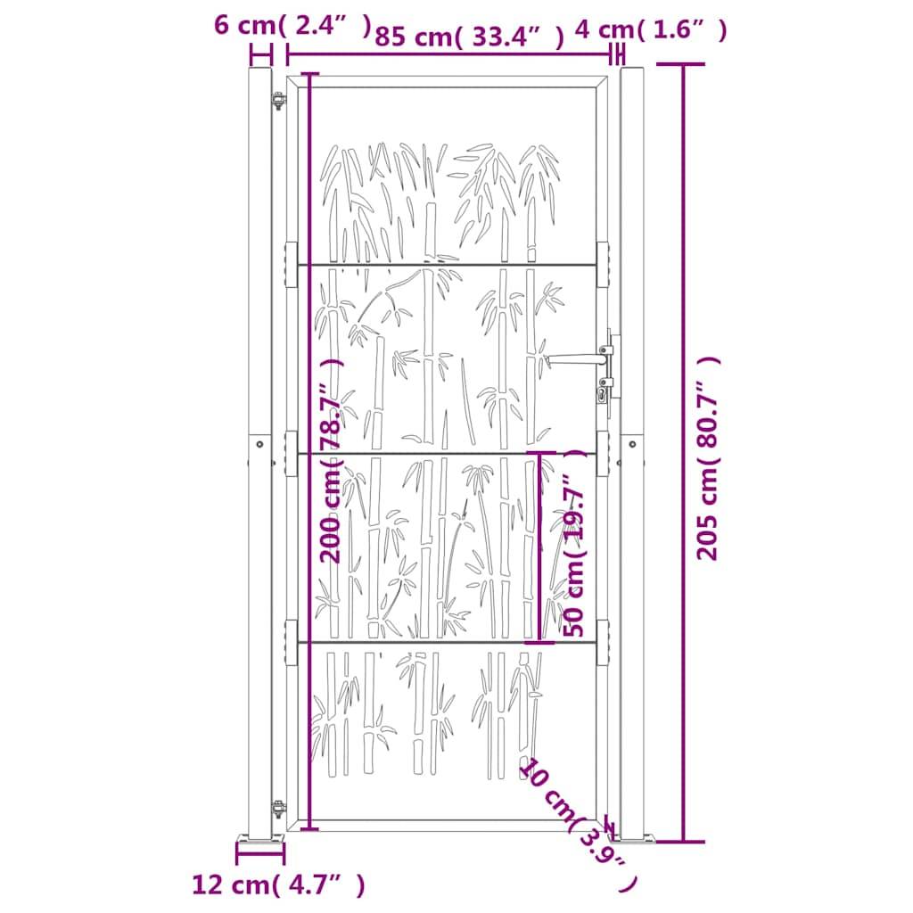 vidaXL Gartentor 105x205 cm Cortenstahl Bambus-Design