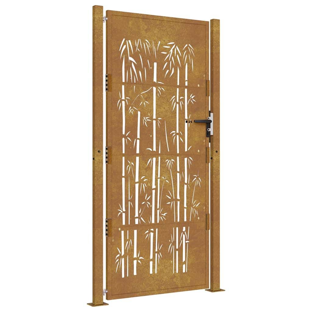 vidaXL Gartentor 105x205 cm Cortenstahl Bambus-Design