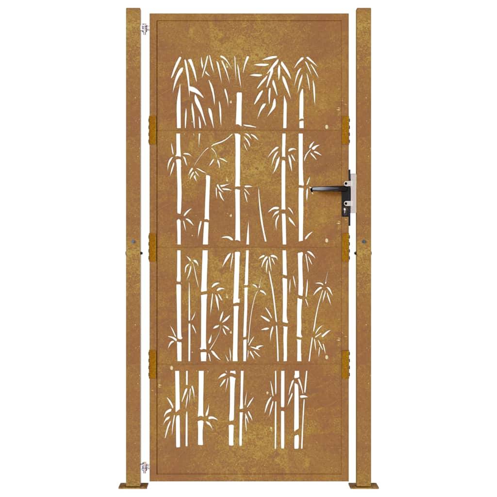 vidaXL Gartentor 105x205 cm Cortenstahl Bambus-Design