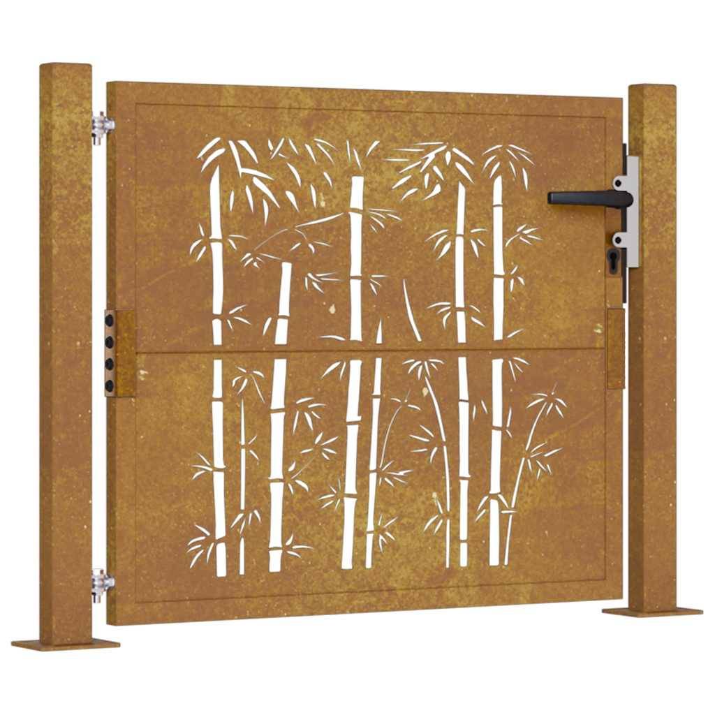 vidaXL Gartentor 105x80 cm Cortenstahl Bambus-Design