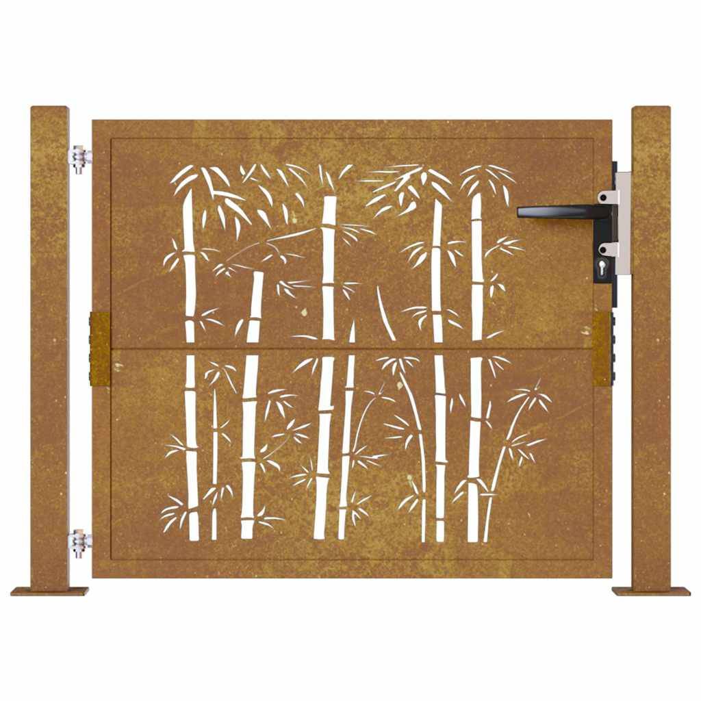 vidaXL Gartentor 105x80 cm Cortenstahl Bambus-Design