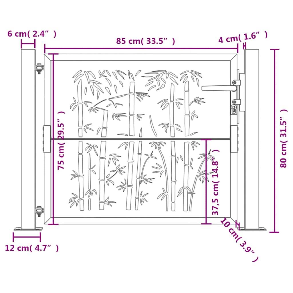 vidaXL Gartentor 105x80 cm Cortenstahl Bambus-Design