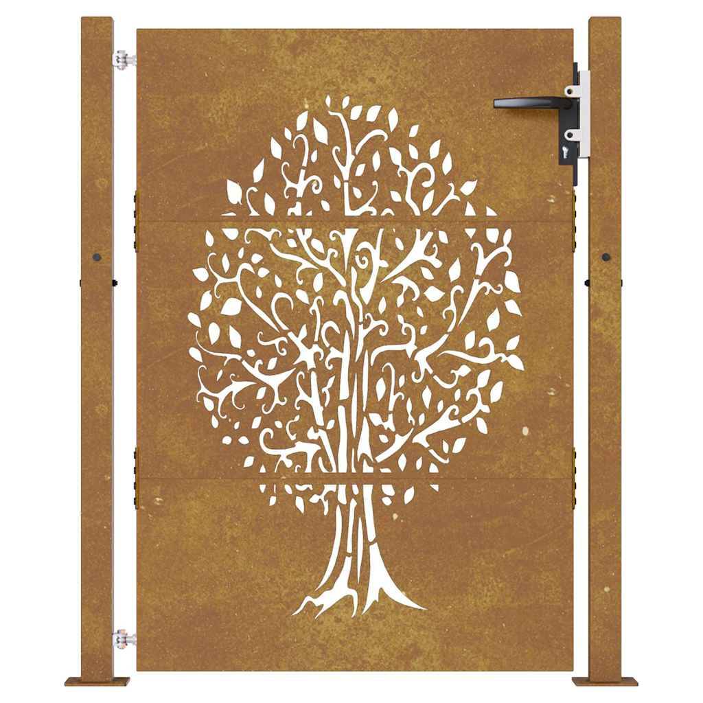 vidaXL Gartentor 105x155 cm Cortenstahl Baum-Design