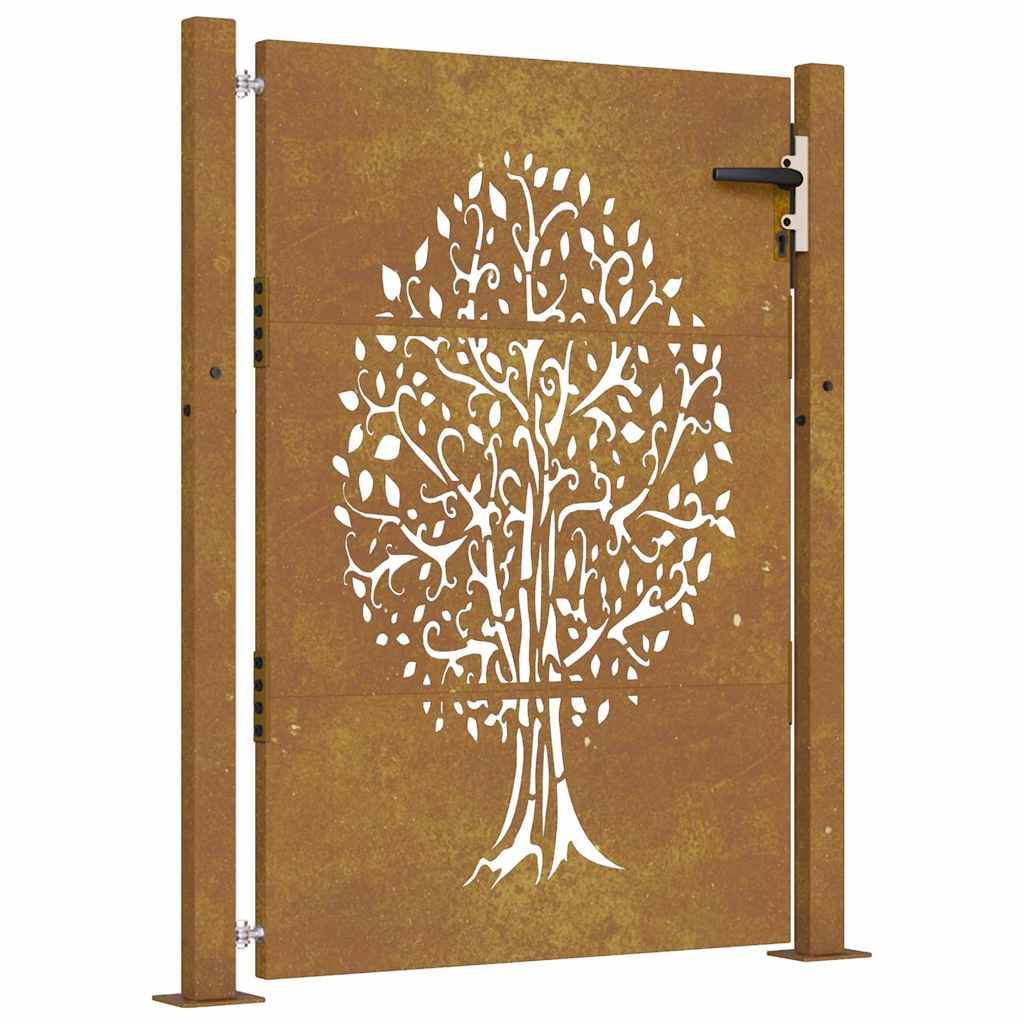 vidaXL Gartentor 105x155 cm Cortenstahl Baum-Design
