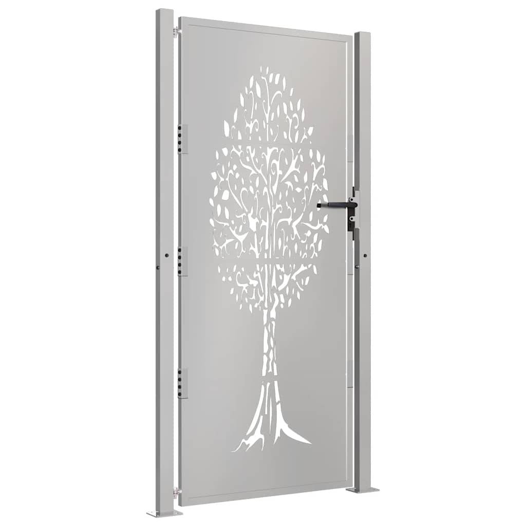 vidaXL Gartentor 105x180 cm Cortenstahl Baum-Design