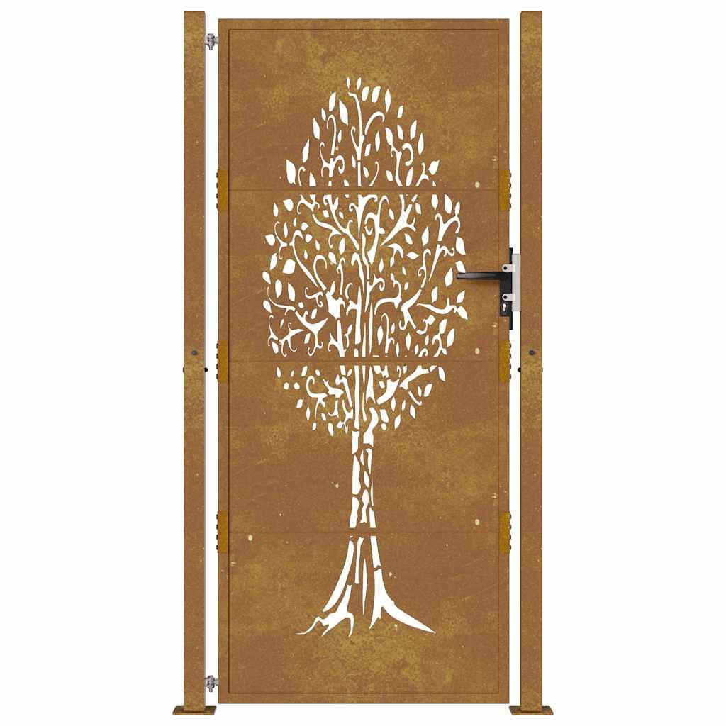 vidaXL Gartentor 105x180 cm Cortenstahl Baum-Design
