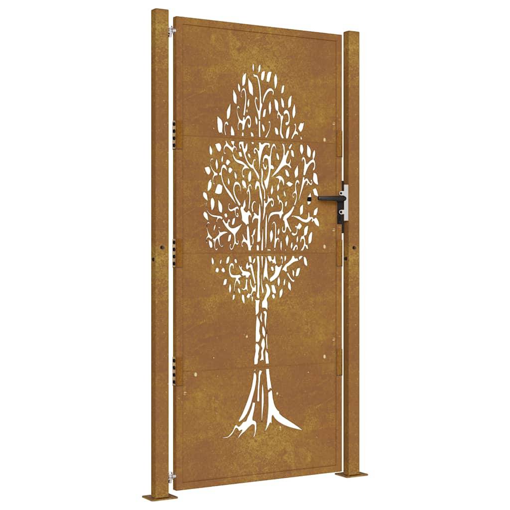 vidaXL Gartentor 105x180 cm Cortenstahl Baum-Design