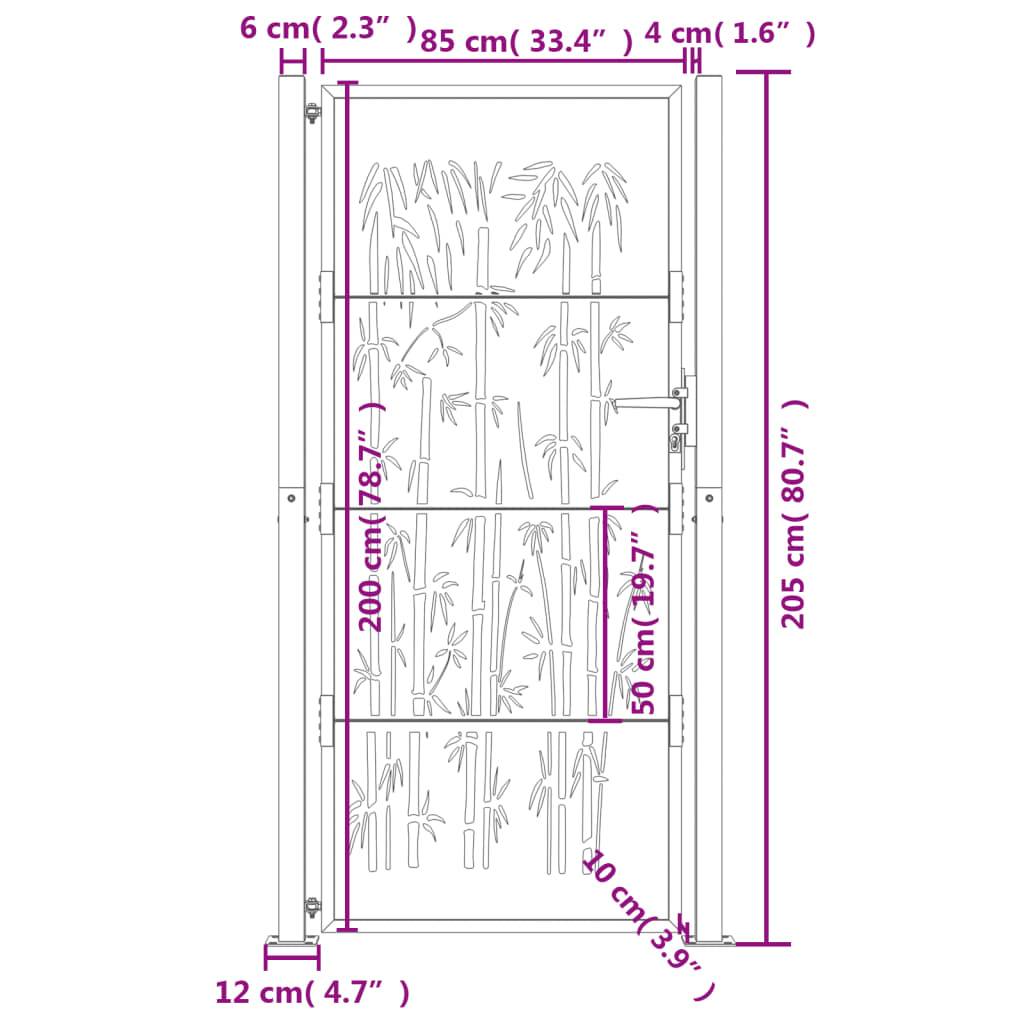 vidaXL Gartentor Anthrazit 105x205 cm Stahl Bambus-Design