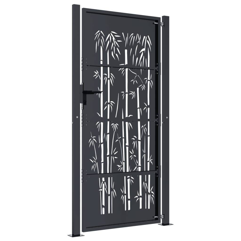 vidaXL Gartentor Anthrazit 105x205 cm Stahl Bambus-Design