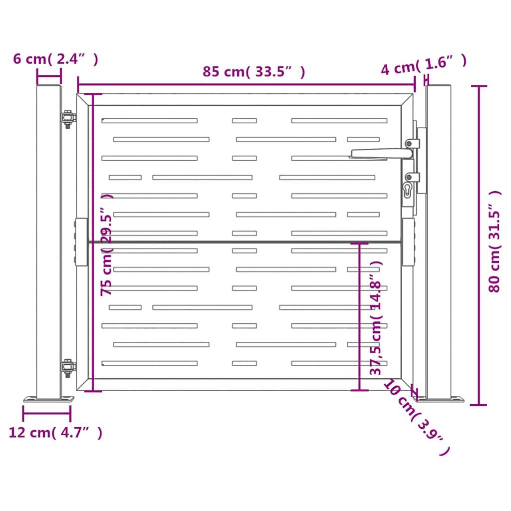 vidaXL Gartentor 105x80 cm Cortenstahl Quadratisches Design