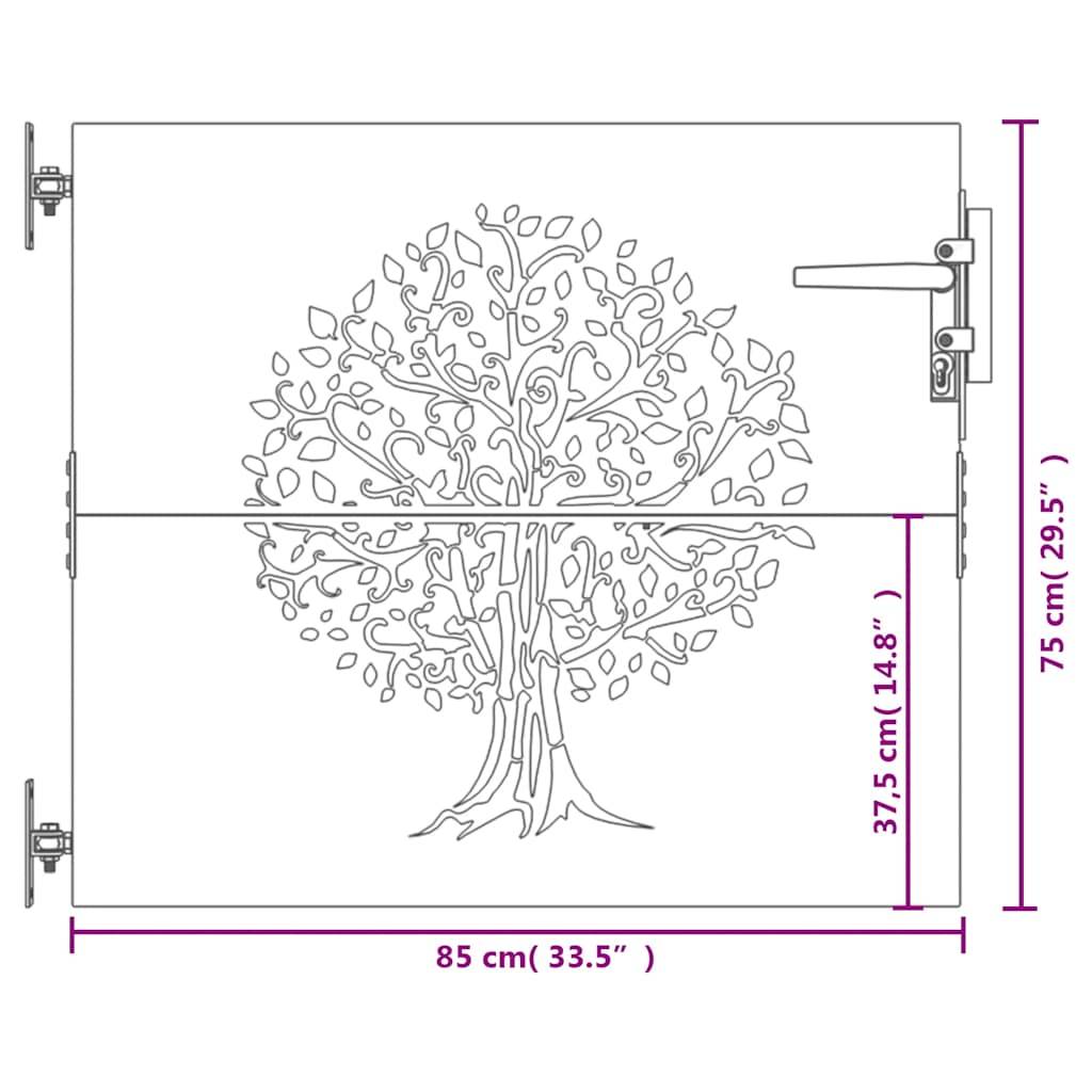 vidaXL Gartentor 85x75 cm Cortenstahl Baum-Design