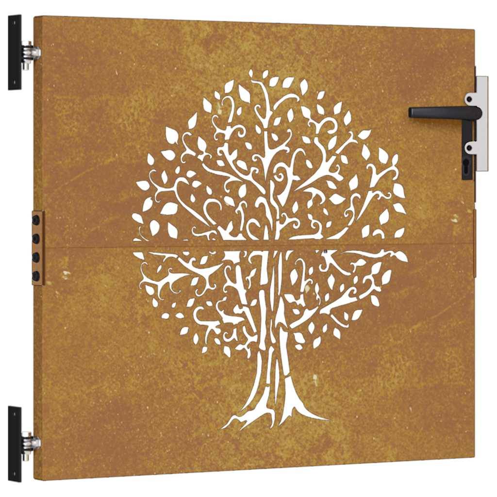 vidaXL Gartentor 85x75 cm Cortenstahl Baum-Design