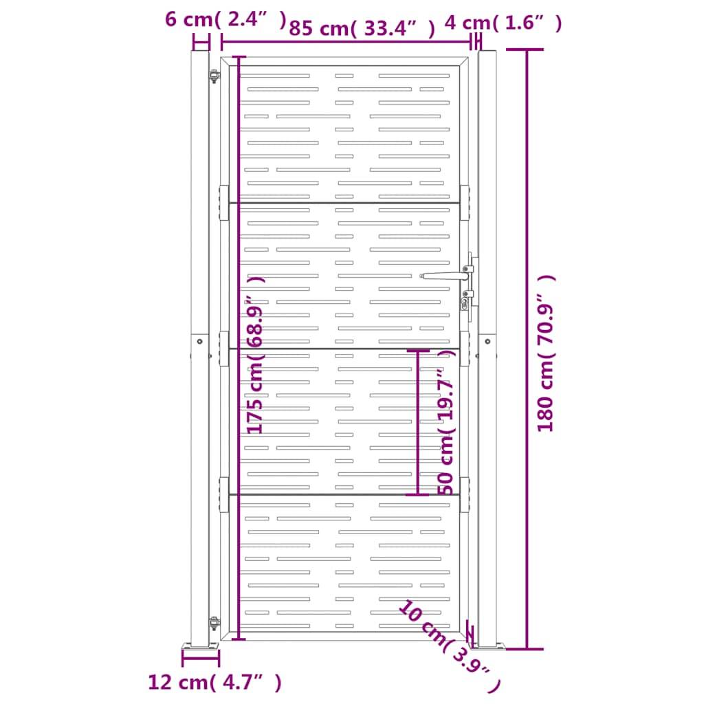 vidaXL Gartentor 105x180 cm Cortenstahl Quadratisches Design