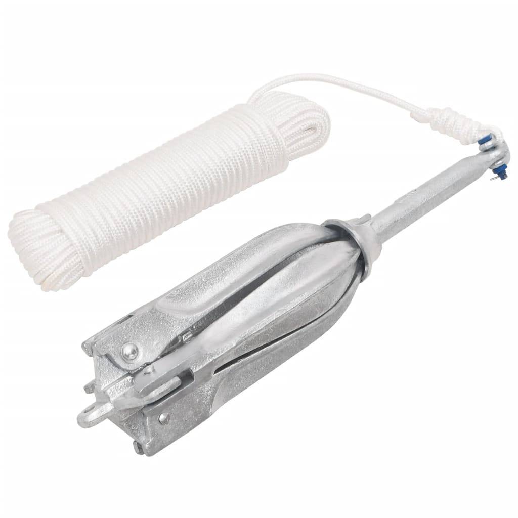 vidaXL Klappanker mit Seil Silber 10 kg Feuerverzinktes Gusseisen
