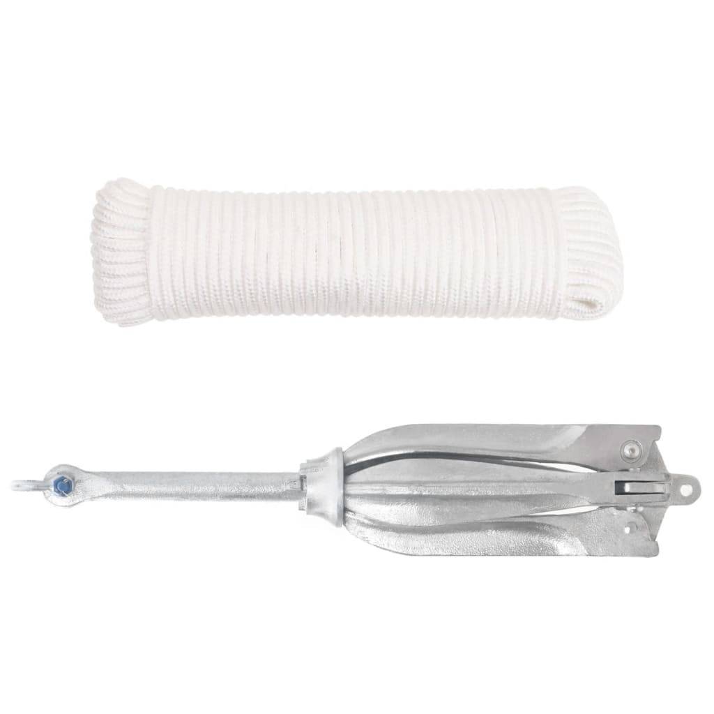 vidaXL Klappanker mit Seil Silber 10 kg Feuerverzinktes Gusseisen