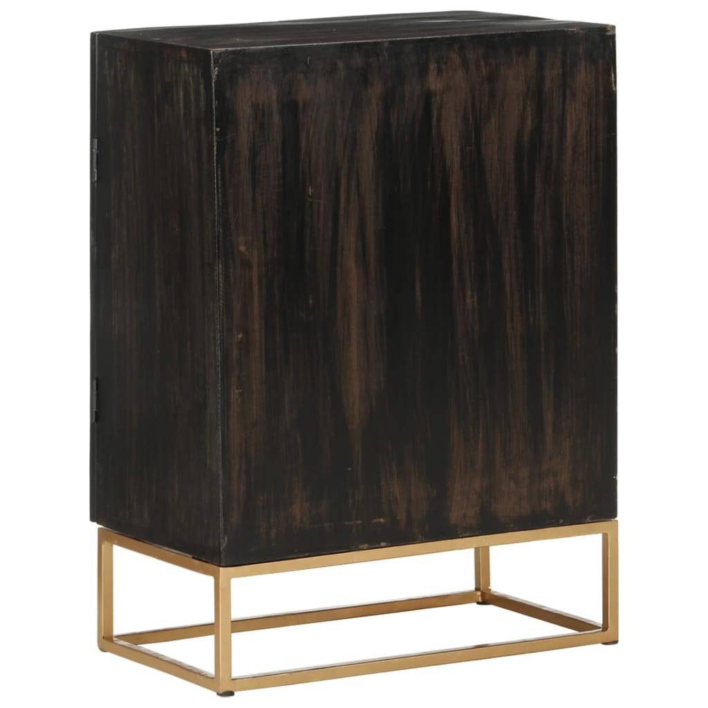 vidaXL Sideboard Schwarz 55x34x75 cm Massivholz Mango und Eisen