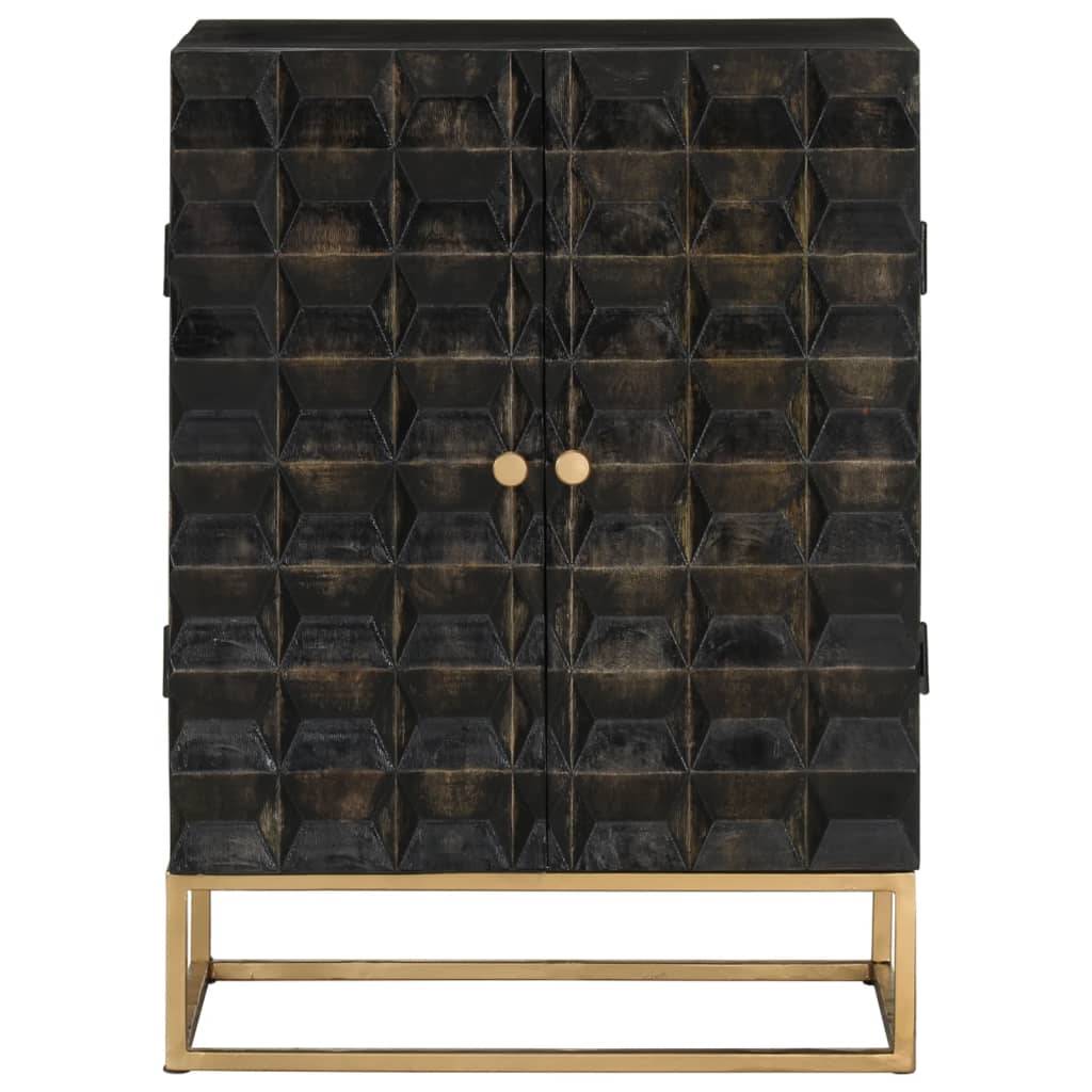 vidaXL Sideboard Schwarz 55x34x75 cm Massivholz Mango und Eisen