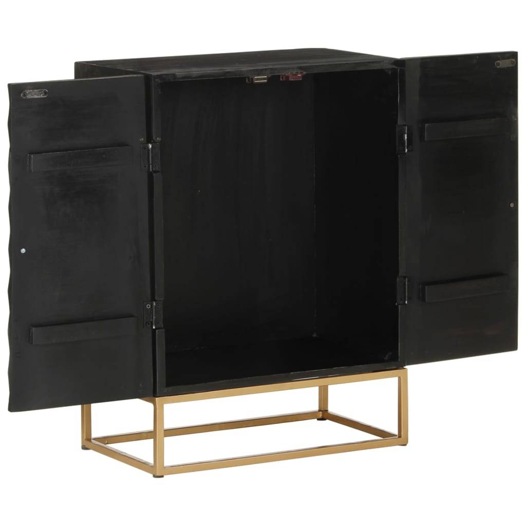 vidaXL Sideboard Schwarz 55x34x75 cm Massivholz Mango und Eisen