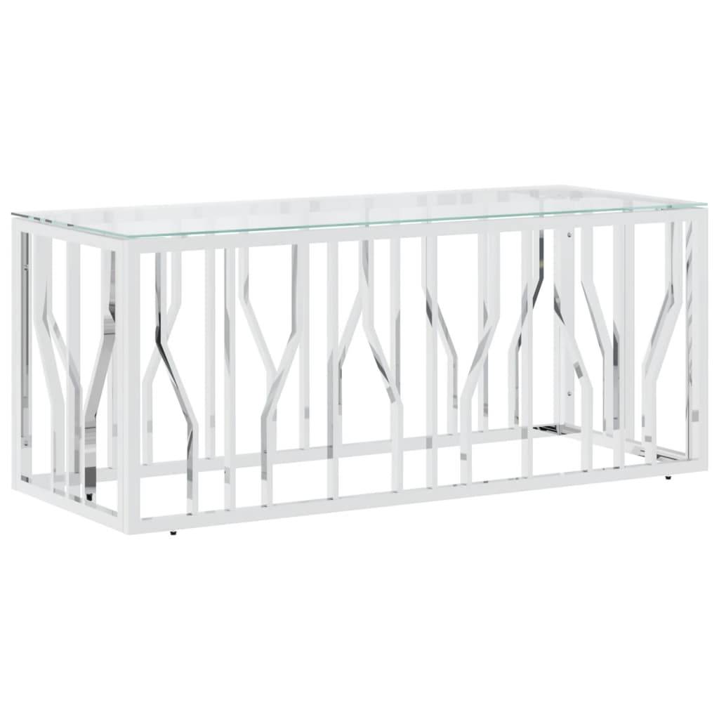 vidaXL Couchtisch 110x45x45 cm Edelstahl und Glas
