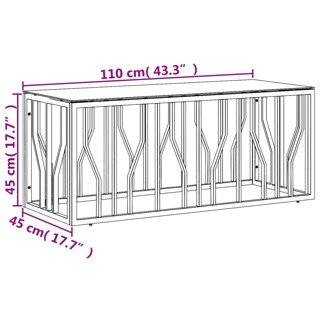 vidaXL Couchtisch 110x45x45 cm Edelstahl und Glas