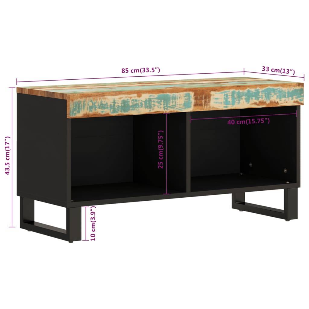 vidaXL TV-Schrank 85x33x43,5 cm Altholz Massiv