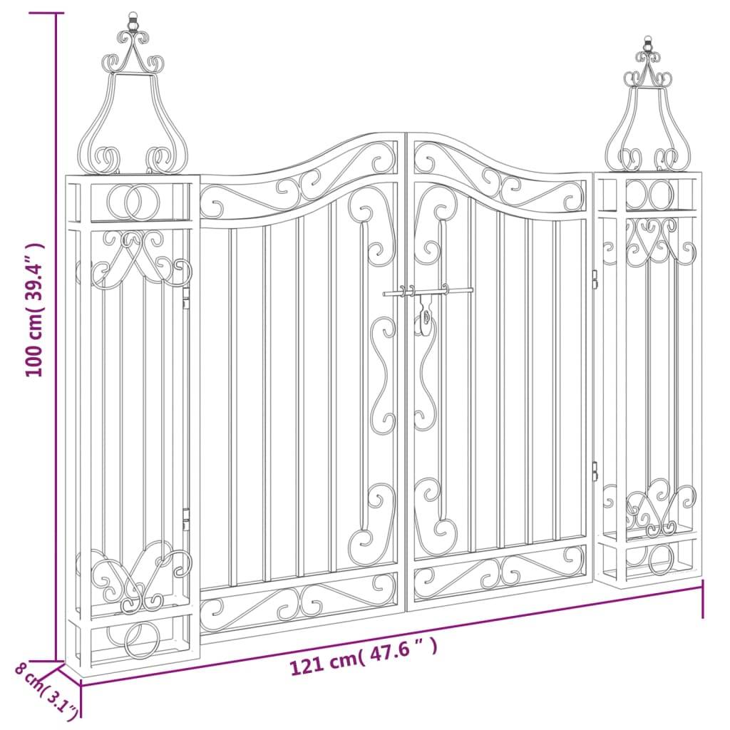 vidaXL Gartentor Schwarz 121x8x100 cm Schmiedeeisen