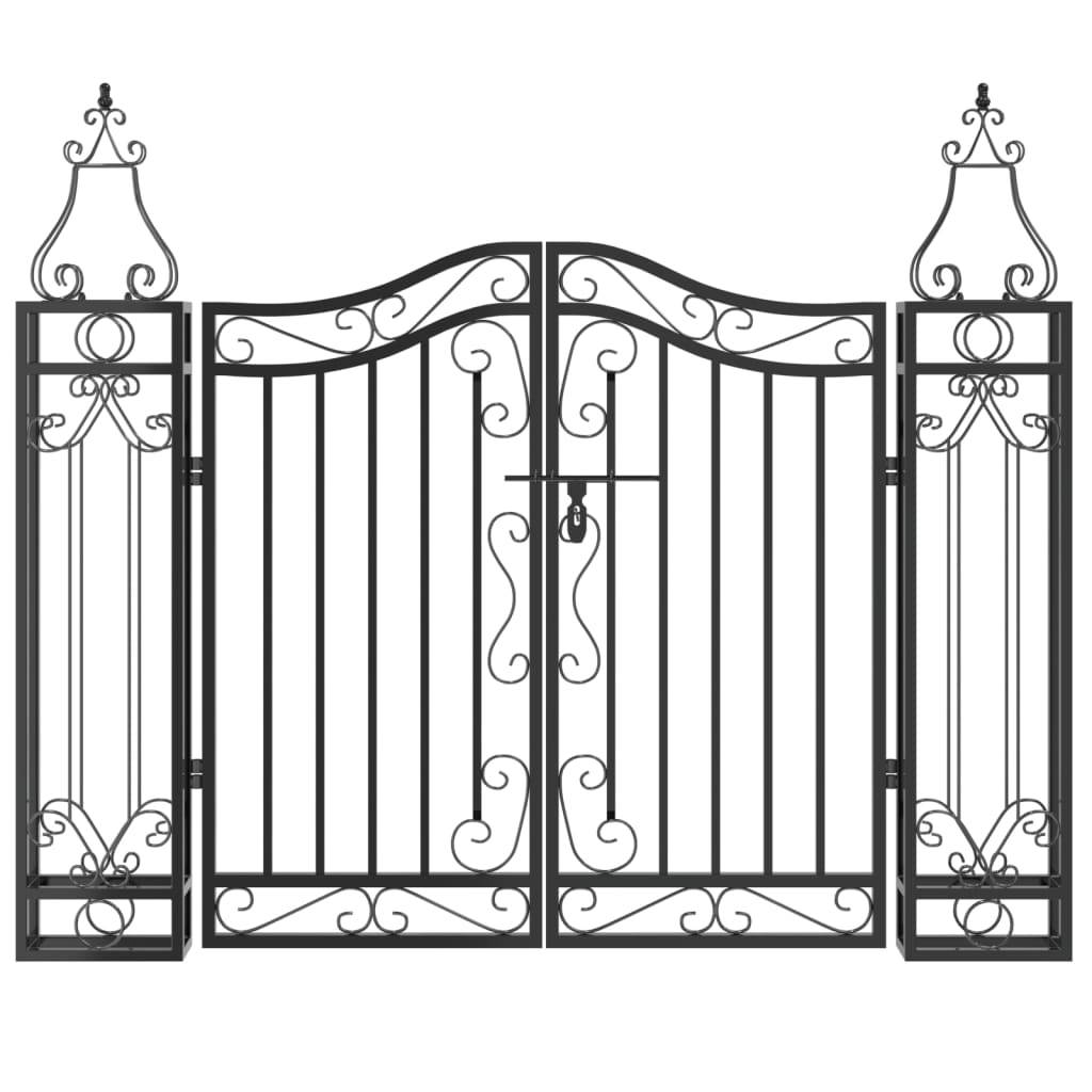 vidaXL Gartentor Schwarz 121x8x100 cm Schmiedeeisen