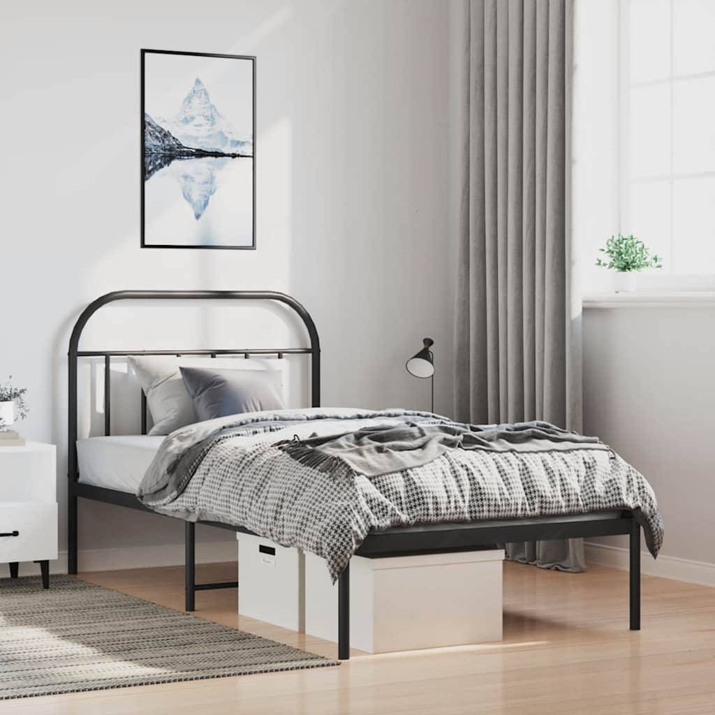 vidaXL Bettgestell mit Kopfteil Metall Schwarz 100x200 cm