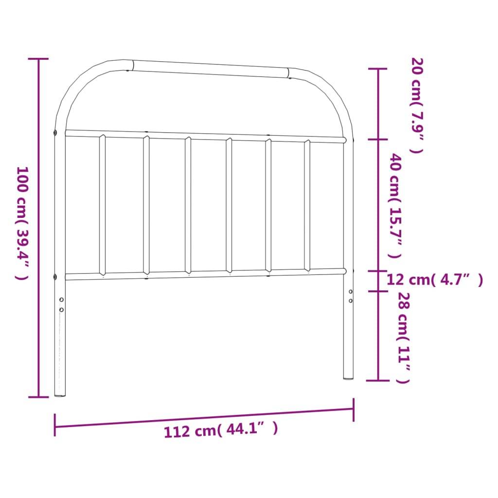vidaXL Kopfteil Metall Schwarz 107 cm