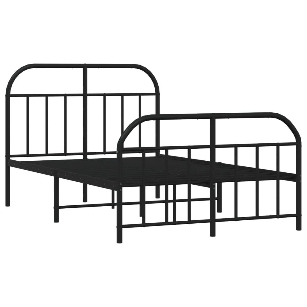 vidaXL Bettgestell mit Kopf- und Fußteil Metall Schwarz 120x190 cm