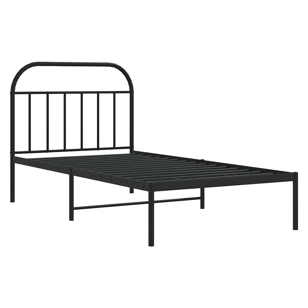 vidaXL Bettgestell mit Kopfteil Metall Schwarz 100x200 cm