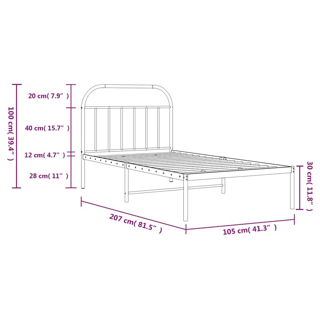 vidaXL Bettgestell mit Kopfteil Metall Schwarz 100x200 cm